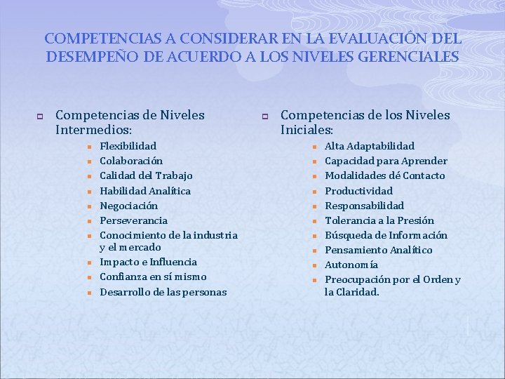 COMPETENCIAS A CONSIDERAR EN LA EVALUACIÓN DEL DESEMPEÑO DE ACUERDO A LOS NIVELES GERENCIALES COMPETENCIAS A CONSIDERAR EN LA EVALUACIÓN DEL DESEMPEÑO DE ACUERDO A LOS NIVELES GERENCIALES