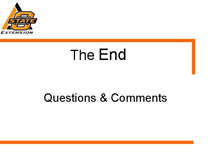 The End Questions & Comments 