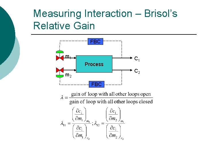 Measuring Interaction – Brisol’s Relative Gain FBC m 1 Process C 1 C 2