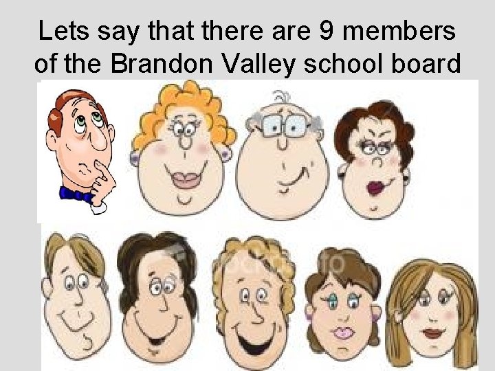 Lets say that there are 9 members of the Brandon Valley school board 