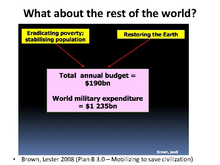 What about the rest of the world? • Brown, Lester 2008 (Plan B 3.