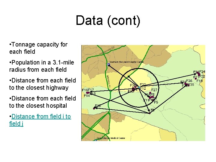 Data (cont) • Tonnage capacity for each field • Population in a 3. 1