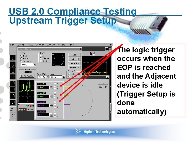 USB 2. 0 Compliance Testing Upstream Trigger Setup The logic trigger occurs when the