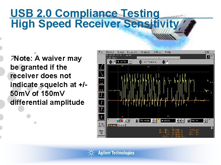 USB 2. 0 Compliance Testing High Speed Receiver Sensitivity äNote: A waiver may be