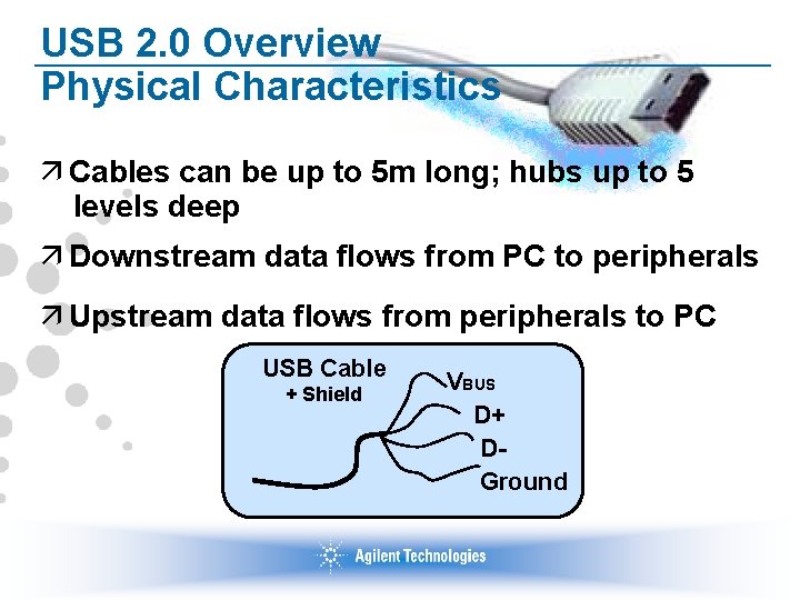 USB 2. 0 Overview Physical Characteristics ä Cables can be up to 5 m