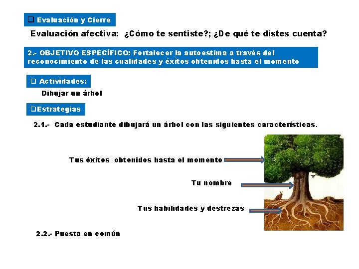 q Evaluación y Cierre Evaluación afectiva: ¿Cómo te sentiste? ; ¿De qué te distes