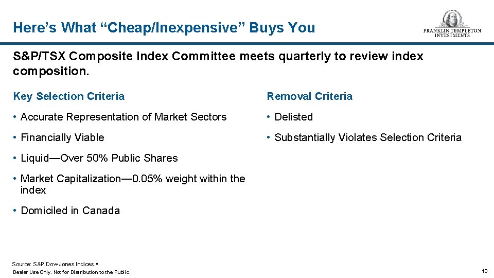 Here’s What “Cheap/Inexpensive” Buys You S&P/TSX Composite Index Committee meets quarterly to review index