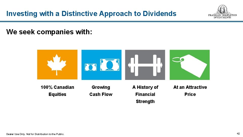 Investing with a Distinctive Approach to Dividends We seek companies with: 100% Canadian Growing
