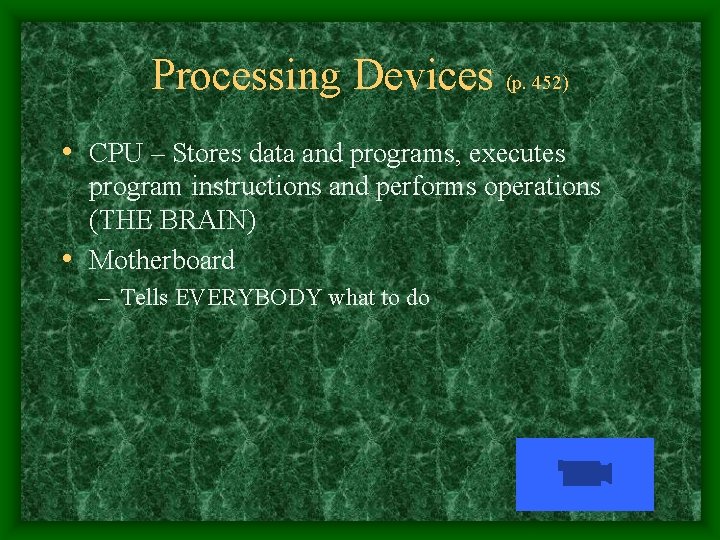 INFORMATION PROCESSING CYCLE Solid Blue Boxes with Video