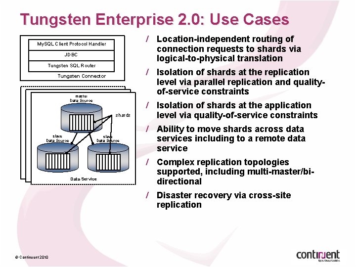 Tungsten Enterprise 2. 0: Use Cases / Location-independent routing of connection requests to shards
