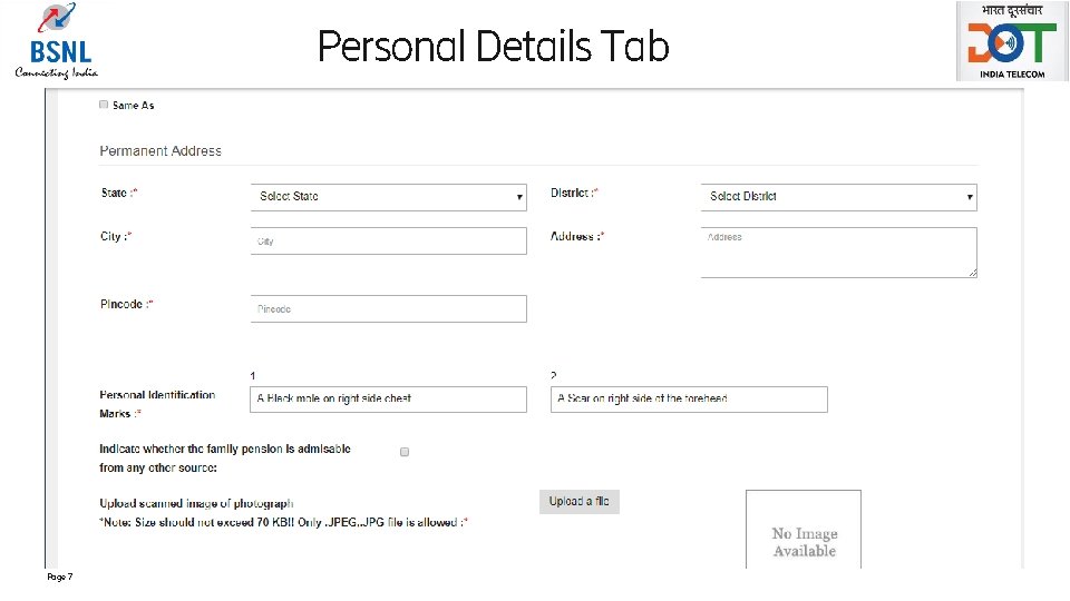 Personal Details Tab Page 7 