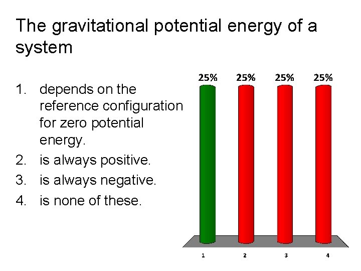 The gravitational potential energy of a system 1. depends on the reference configuration for