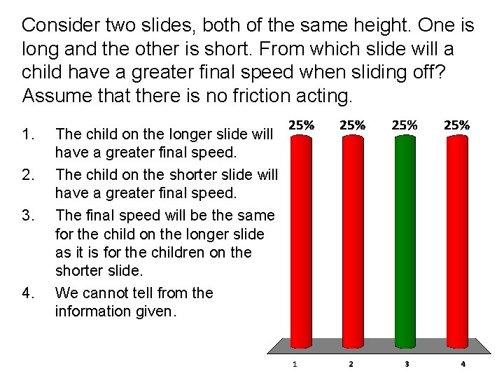 Consider two slides, both of the same height. One is long and the other
