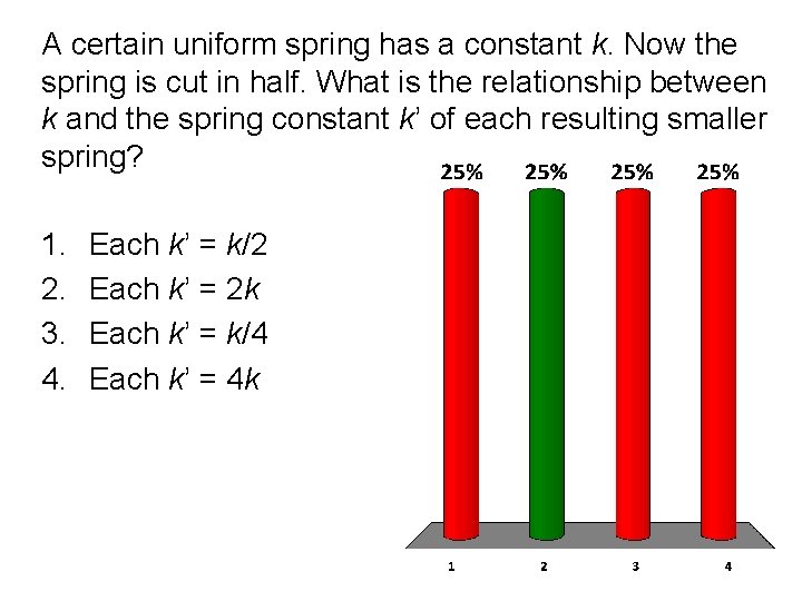 A certain uniform spring has a constant k. Now the spring is cut in