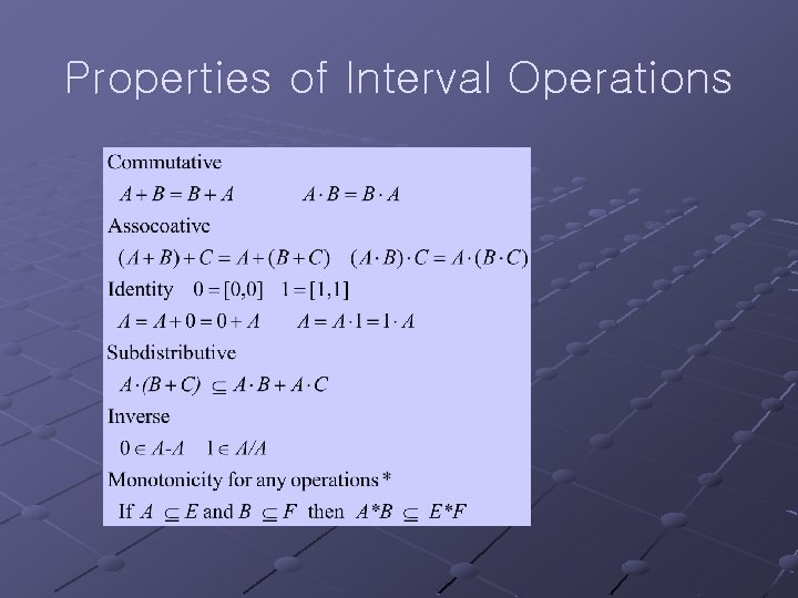 Properties of Interval Operations 