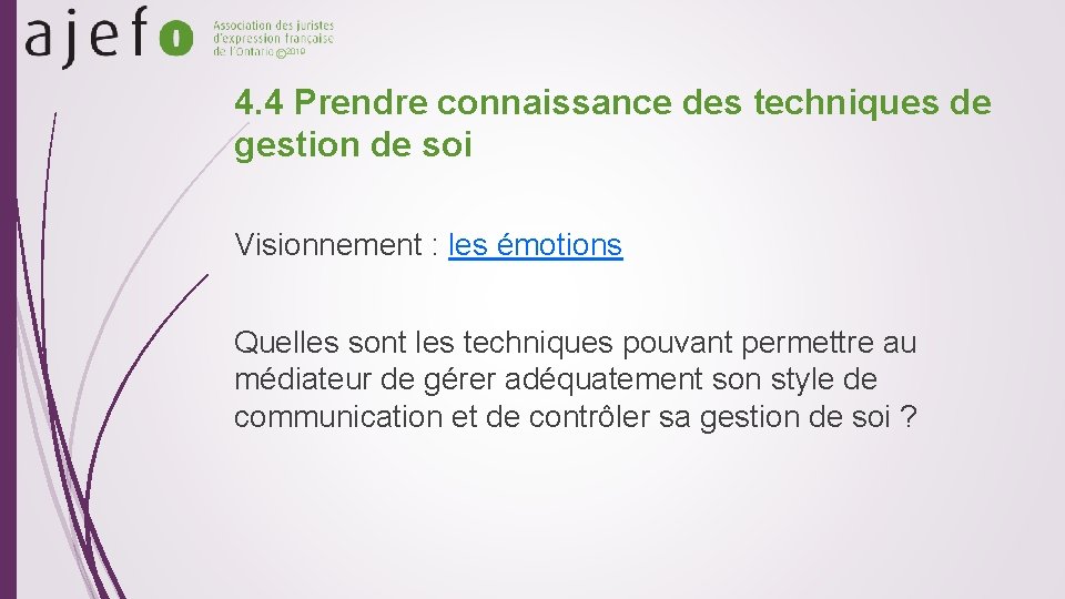 © 2019 4. 4 Prendre connaissance des techniques de gestion de soi Visionnement :