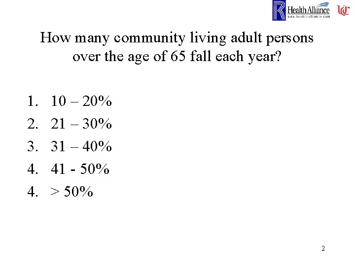 How many community living adult persons over the age of 65 fall each year?