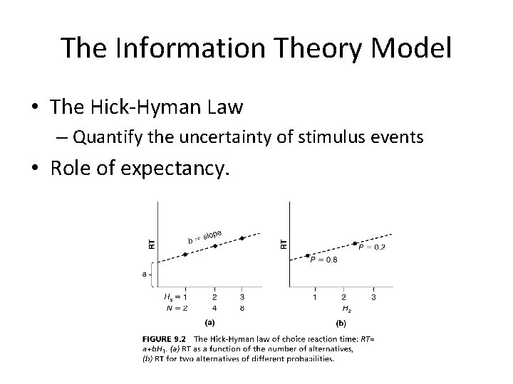 The Information Theory Model • The Hick-Hyman Law – Quantify the uncertainty of stimulus