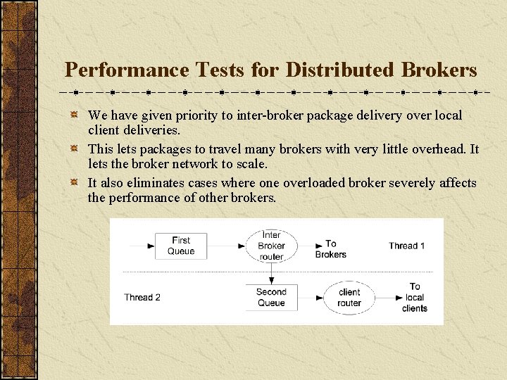 Performance Tests for Distributed Brokers We have given priority to inter-broker package delivery over