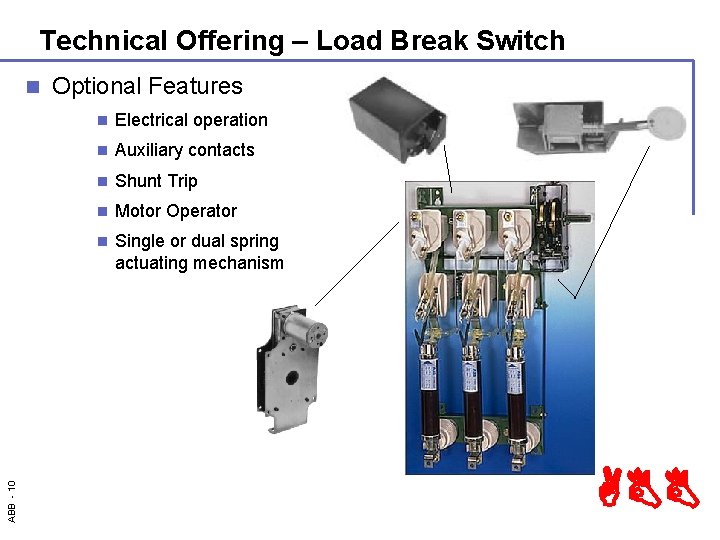 Technical Offering – Load Break Switch ABB - 10 n Optional Features n Electrical