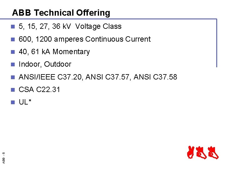 ABB - 6 ABB Technical Offering n 5, 15, 27, 36 k. V Voltage