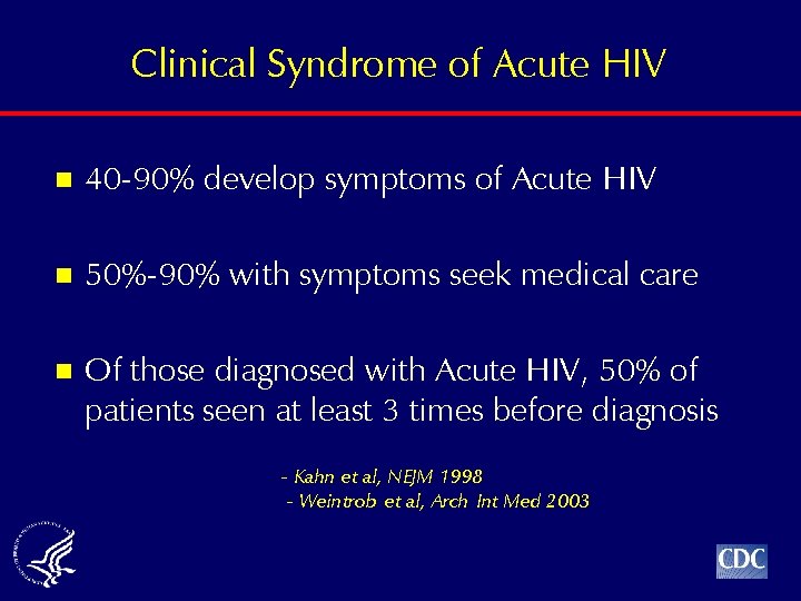 Clinical Syndrome of Acute HIV n 40 -90% develop symptoms of Acute HIV n