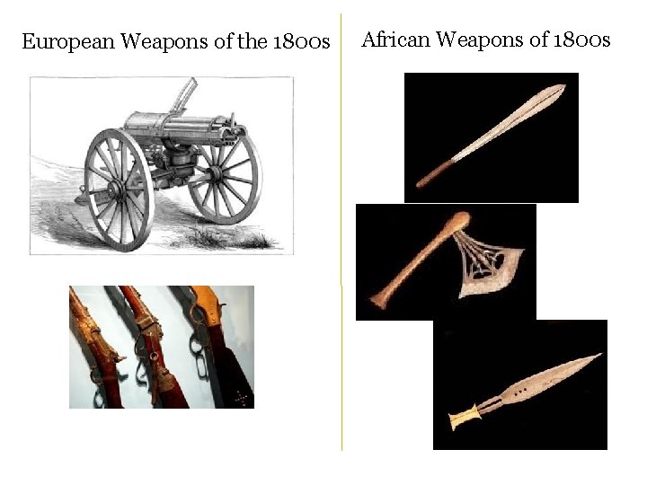 European Weapons of the 1800 s African Weapons of 1800 s 