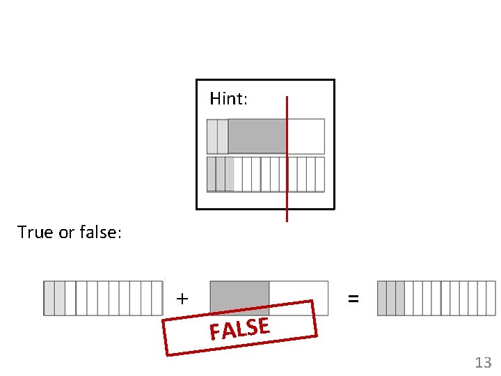 Hint: True or false: + FALSE = 13 