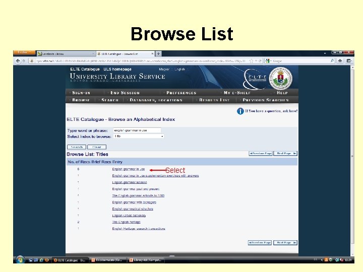 Browse List Select 