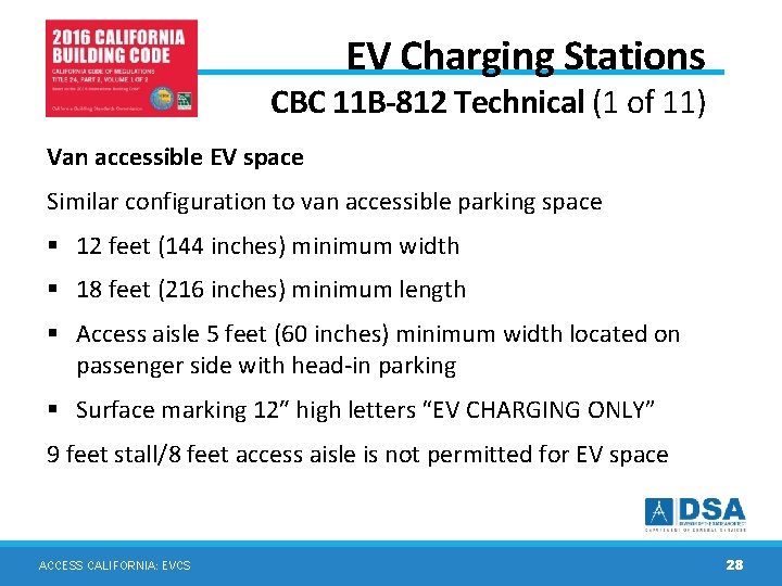 EV Charging Stations CBC 11 B-812 Technical (1 of 11) Van accessible EV space EV Charging Stations CBC 11 B-812 Technical (1 of 11) Van accessible EV space