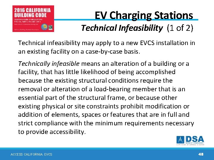 EV Charging Stations Technical Infeasibility (1 of 2) Technical infeasibility may apply to a EV Charging Stations Technical Infeasibility (1 of 2) Technical infeasibility may apply to a