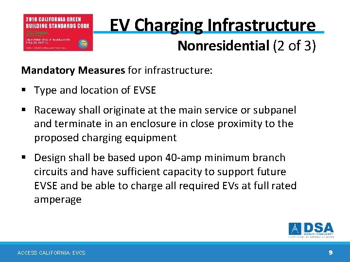 EV Charging Infrastructure Nonresidential (2 of 3) Mandatory Measures for infrastructure: § Type and EV Charging Infrastructure Nonresidential (2 of 3) Mandatory Measures for infrastructure: § Type and