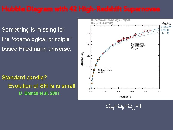Hubble Diagram with 42 High-Redshift Supernovae Something is missing for the “cosmological principle” based