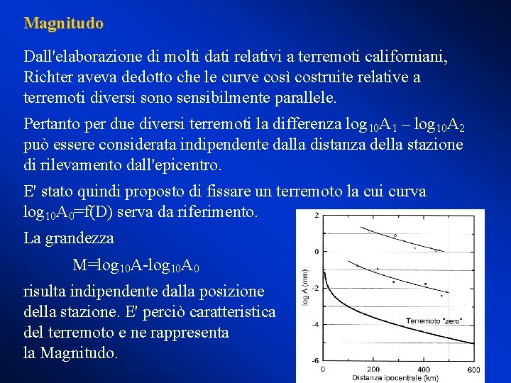 Magnitudo Dall'elaborazione di molti dati relativi a terremoti californiani, Richter aveva dedotto che le