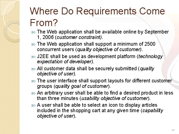 Where Do Requirements Come From? The Web application shall be available online by September