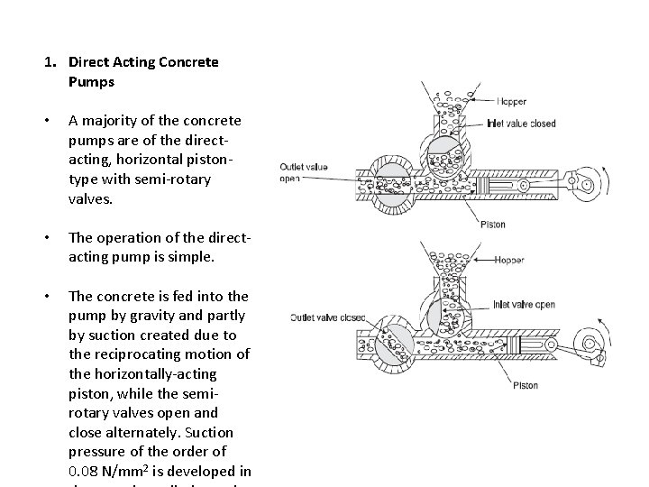 1. Direct Acting Concrete Pumps • A majority of the concrete pumps are of