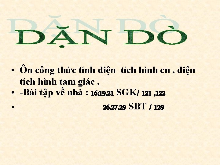  • Ôn công thức tính diện tích hình cn , diện tích hình