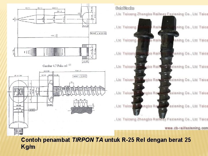 Contoh penambat TIRPON TA untuk R-25 Rel dengan berat 25 Kg/m 