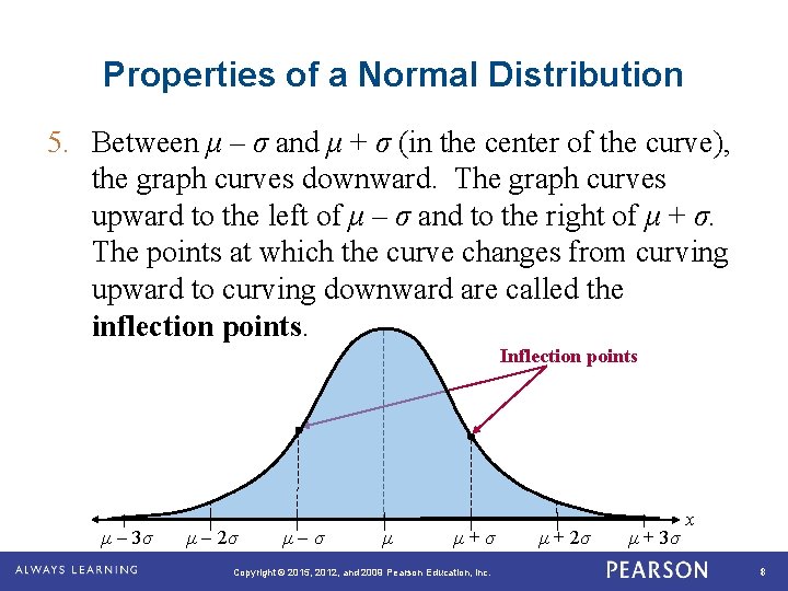 Properties of a Normal Distribution 5. Between μ – σ and μ + σ
