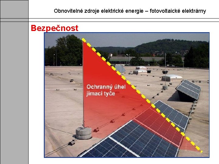 Obnovitelné zdroje elektrické energie – fotovoltaické elektrárny Bezpečnost 