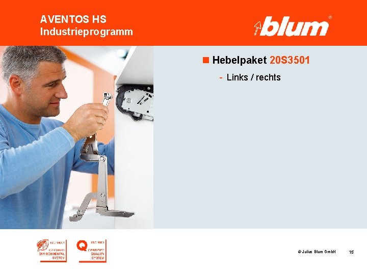 AVENTOS HS Industrieprogramm n Hebelpaket 20 S 3501 - Links / rechts © Julius