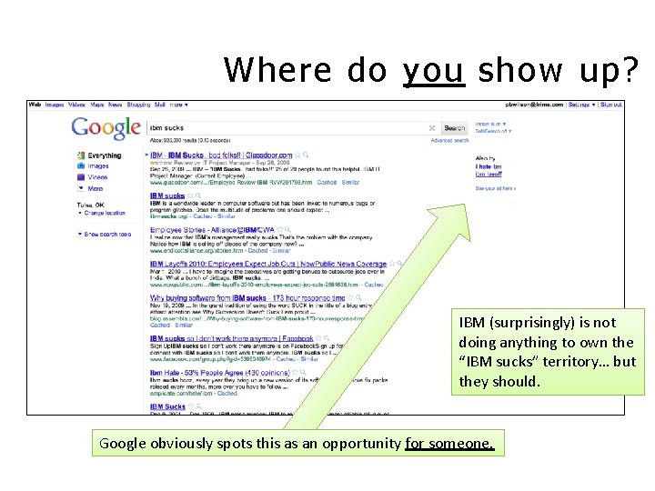 Where do you show up? IBM (surprisingly) is not doing anything to own the