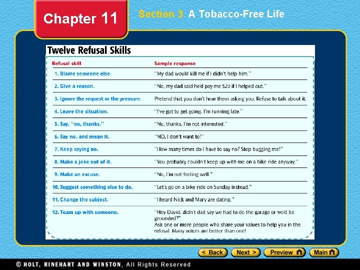 Chapter 11 Section 3 A Tobacco-Free Life 