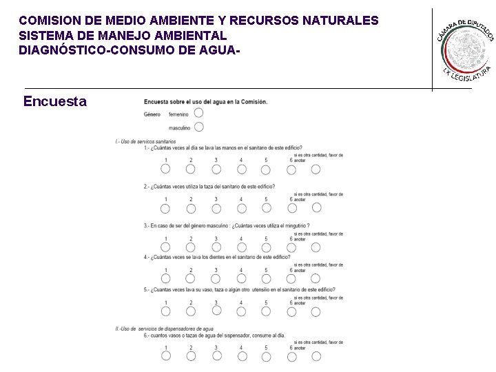 COMISION DE MEDIO AMBIENTE Y RECURSOS NATURALES SISTEMA DE MANEJO AMBIENTAL DIAGNÓSTICO-CONSUMO DE AGUA-