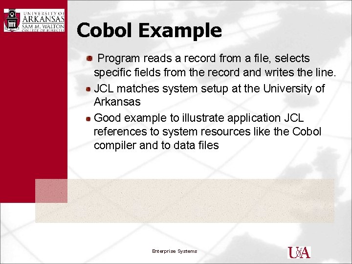 Cobol Example Program reads a record from a file, selects specific fields from the