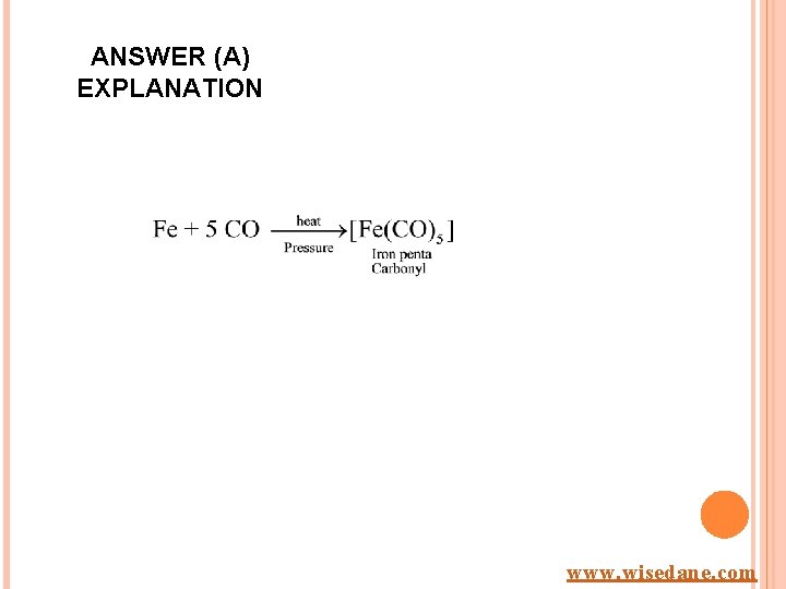 ANSWER (A) EXPLANATION www. wisedane. com 