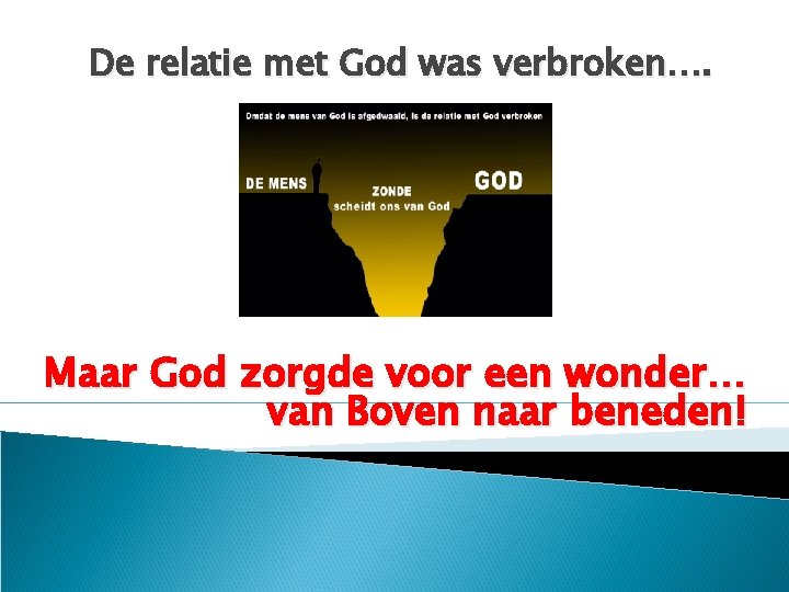 De relatie met God was verbroken…. Maar God zorgde voor een wonder… van Boven