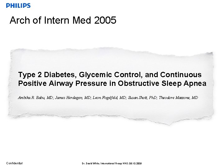 Arch of Intern Med 2005 Type 2 Diabetes, Glycemic Control, and Continuous Positive Airway