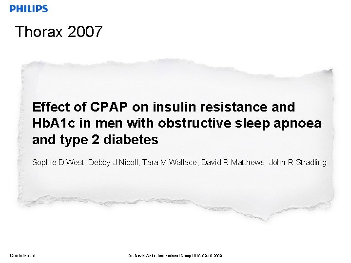 Thorax 2007 Effect of CPAP on insulin resistance and Hb. A 1 c in
