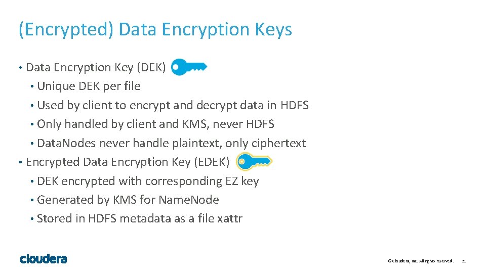(Encrypted) Data Encryption Keys Data Encryption Key (DEK) • Unique DEK per file •